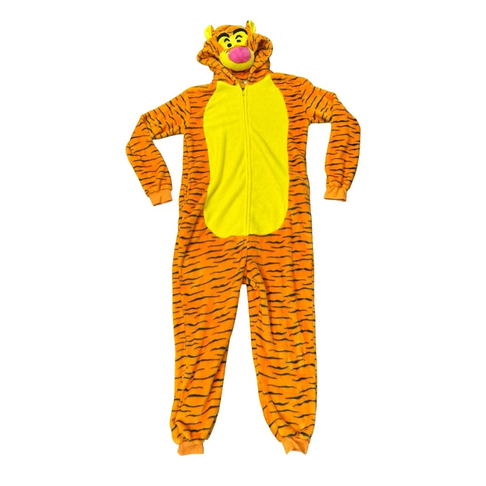 Disney Tigger Character Fleece Union Suit Pajamas Orange Small Halloween cozy